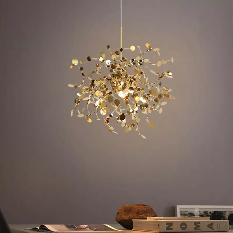 Suspension élégante en forme de feuille en acier inoxydable