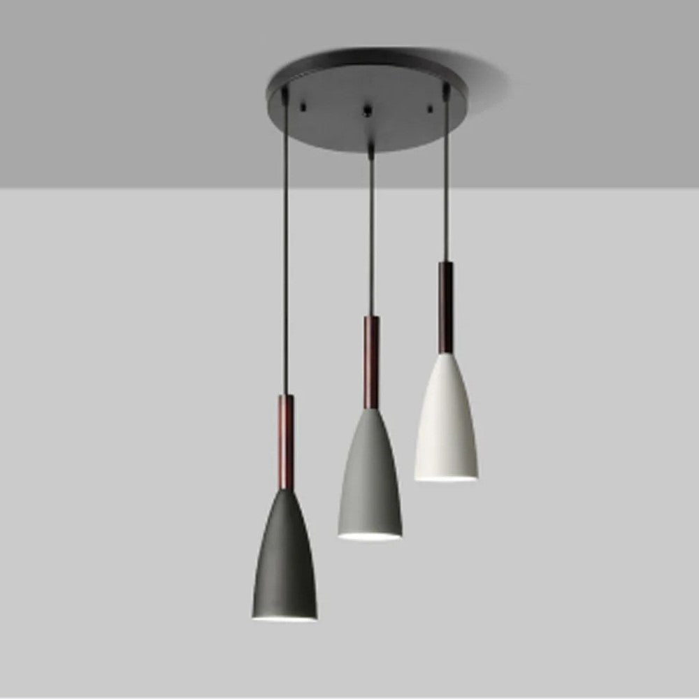 Suspension couleur aux choix en bois et aluminium au design nordique moderne en forme de bouteille