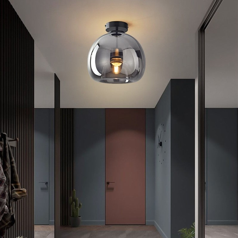 Plafonnier en verre teinté fumé au design moderne