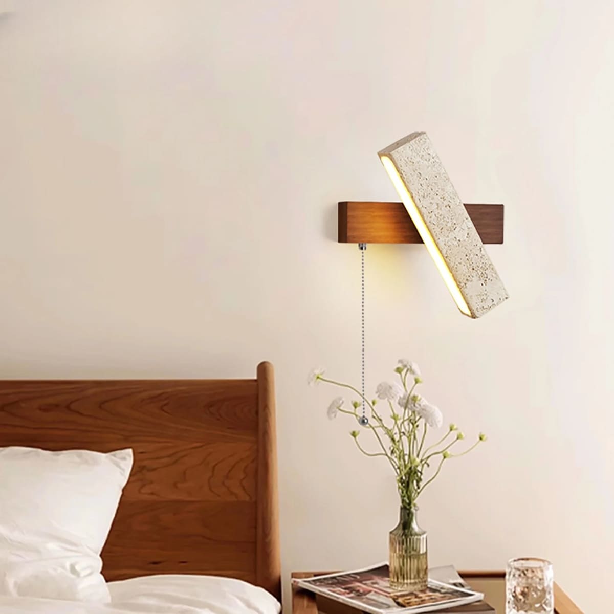 Applique murale rotative en pierre naturelle | Style wabi sabi
