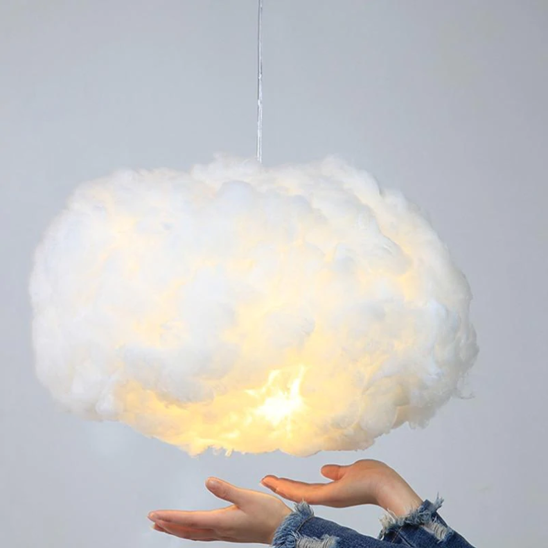 Suspension luminaire moderne en forme de nuage, en coton blanc