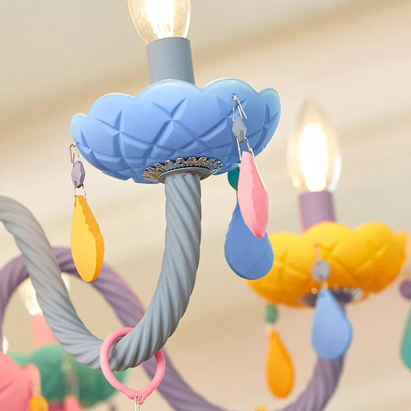 Lustre chandelier chambre enfant- arc en ciel multicolore