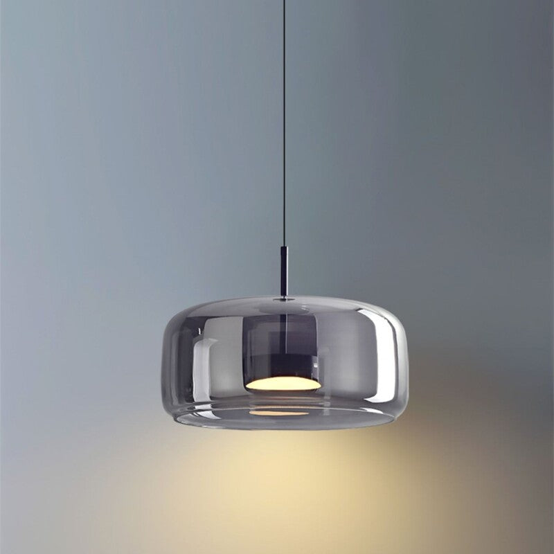 Suspension LED en verre teinté et fumé
