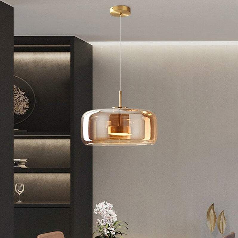 Suspension LED en verre teinté et fumé