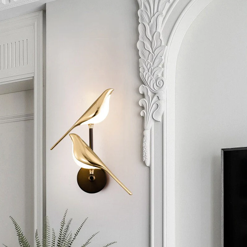 Applique murale à LED | Oiseaux dorés