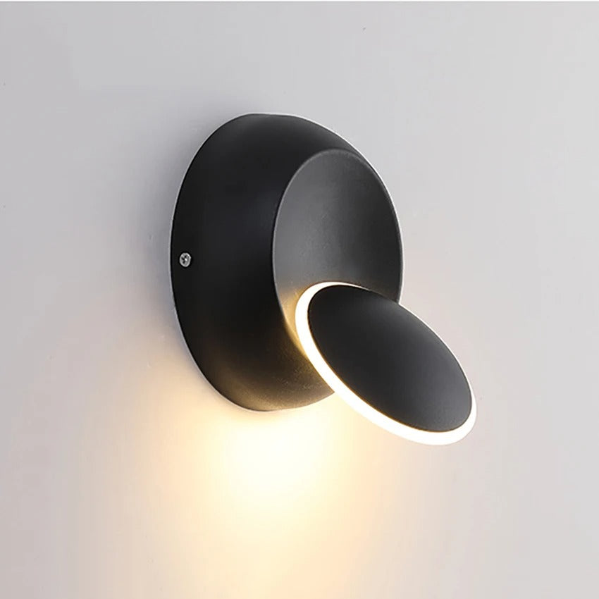 Applique murale LED ronde dorée rotative 360° au design moderne