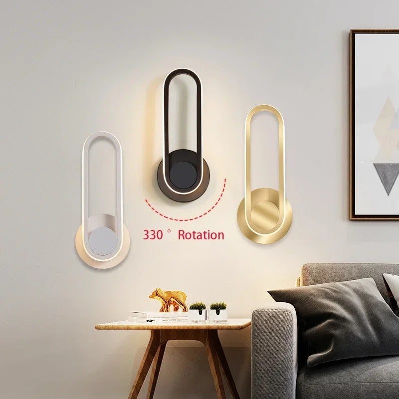 Applique murale rotative à 330° noire ou blanche au design futuriste