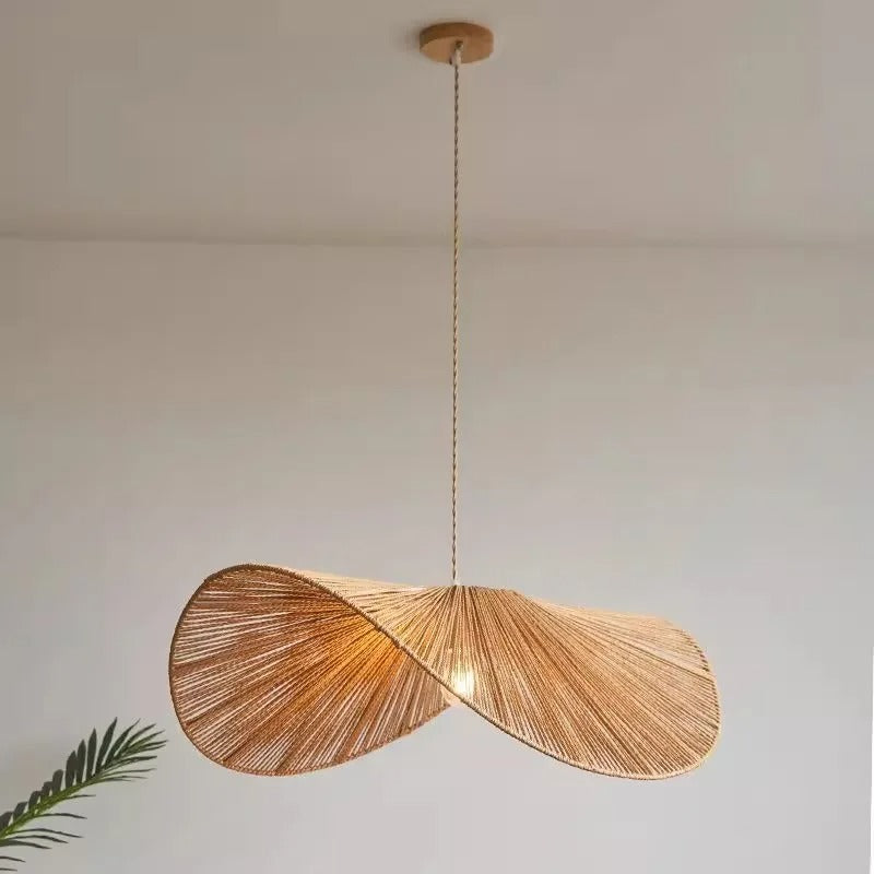 Suspension corde naturelle rotin | Style wabi sabi