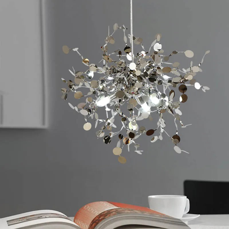 Suspension élégante en forme de feuille en acier inoxydable