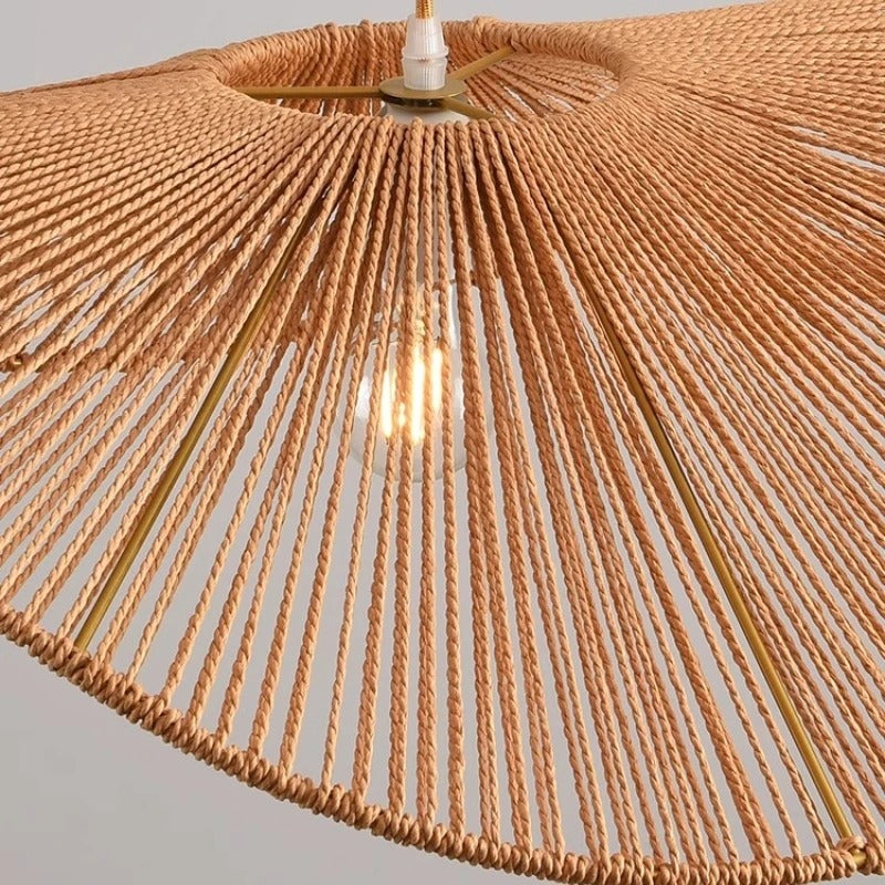 Suspension corde naturelle rotin | Style wabi sabi