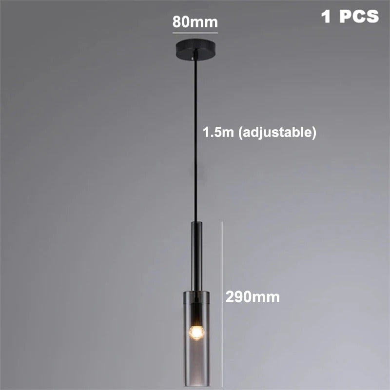 Luminaire suspendu en verre gris fumé au design moderne en forme de bouteille