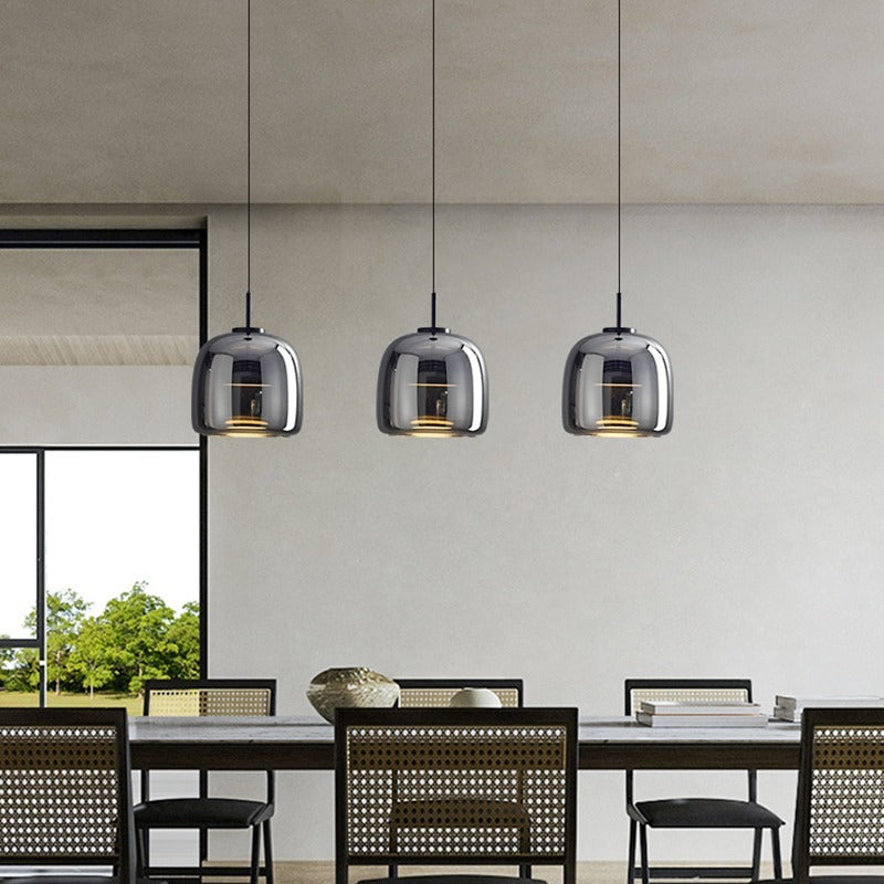 Suspension LED en verre teinté et fumé