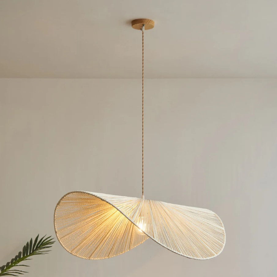 Suspension corde naturelle rotin | Style wabi sabi