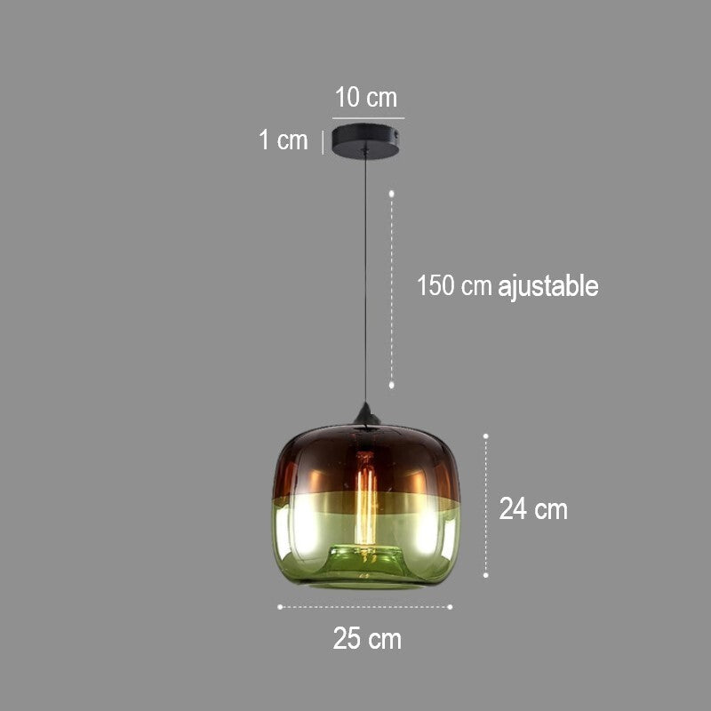 Suspension colorée en verre teinté fumé style rétro vintage