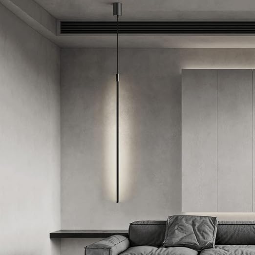 Suspension tube métal noir LED