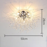 Plafonnier métal et perles de cristal en forme de pissenlit