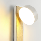 Lampe de chevet murale en bois avec interrupteur et tête rotative