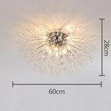 Plafonnier métal et perles de cristal en forme de pissenlit