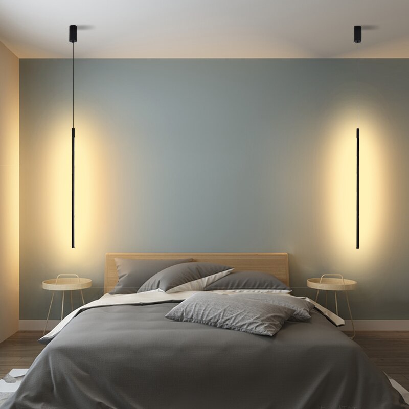Suspension tube métal noir LED