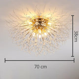 Plafonnier métal et perles de cristal en forme de pissenlit
