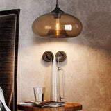 Suspension en verre teinté ovale