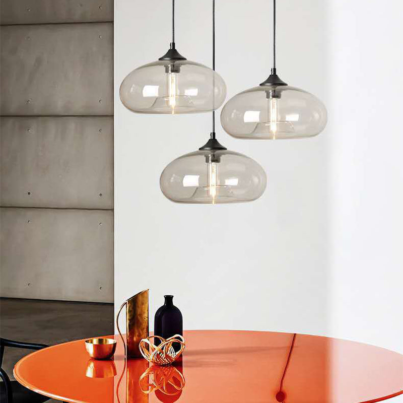 Suspension en verre teinté ovale