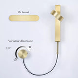 Lampe de chevet murale en aluminium brossé au design moderne avec variateur d’intensité