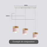 Lustre suspension bois et métal coloré style nordique