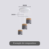Lustre suspension bois et métal coloré style nordique