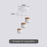 Lustre suspension bois et métal coloré style nordique