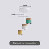 Lustre suspension bois et métal coloré style nordique