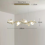 Suspension élégante en forme de pétale de feuille blanche et métal doré