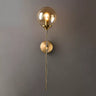 Applique murale métallique dorée avec boule en verre, gris fumé ou transparent
