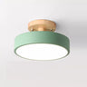 Plafonnier à LED rond en bois au design vintage et nordique