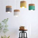 Lustre suspension bois et métal coloré style nordique