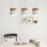 Lustre suspension bois et métal coloré style nordique
