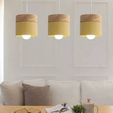 Lustre suspension bois et métal coloré style nordique
