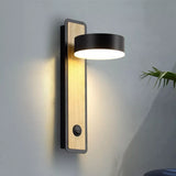 Lampe de chevet murale en bois avec interrupteur et tête rotative