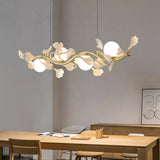 Suspension élégante en forme de pétale de feuille blanche et métal doré