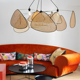 Lustre aérien en cannage rotin et style rétro