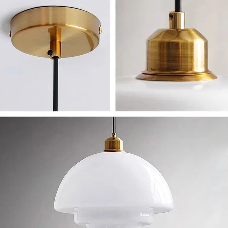 Suspension en verre opalin au design nordique et moderne