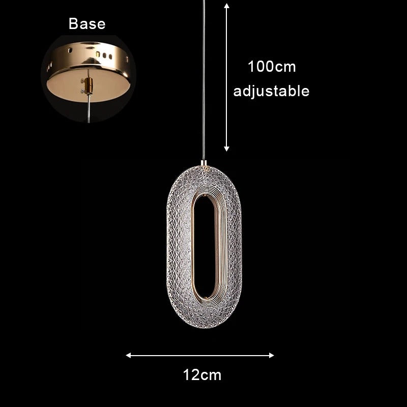 Suspension cercle doré et verre ondulé