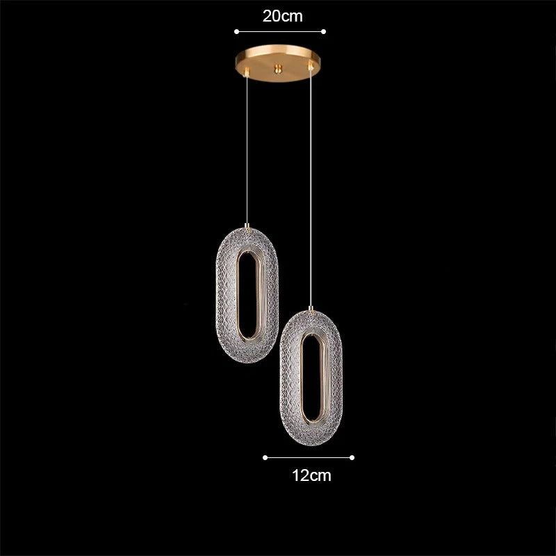 Suspension cercle doré et verre ondulé