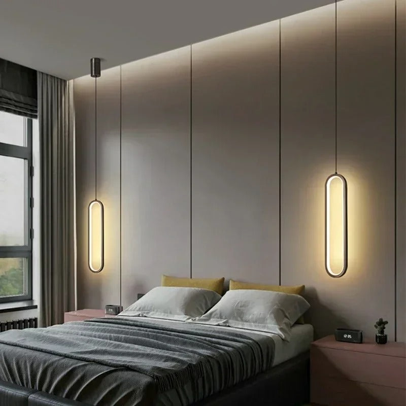 Lustre pendant / Suspension moderne en aluminium noir ou or au style minimaliste