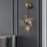 Applique murale dorée en verre style pendentif en cristal