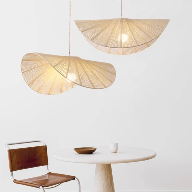 Suspension corde naturelle rotin | Style wabi sabi