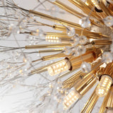 Plafonnier métal et perles de cristal en forme de pissenlit