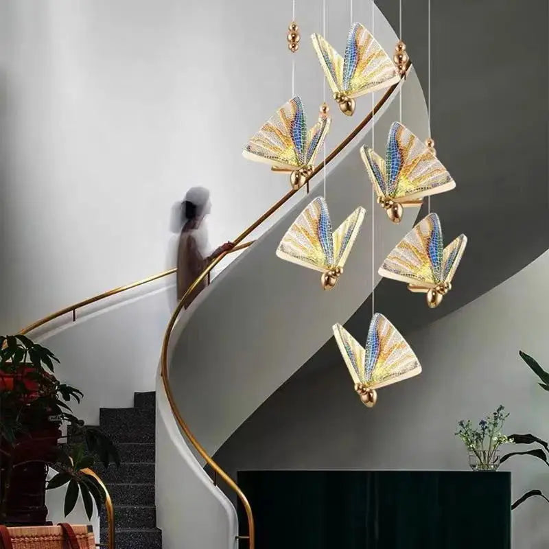 Suspension forme de papillon or et verre