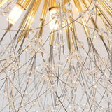 Plafonnier métal et perles de cristal en forme de pissenlit