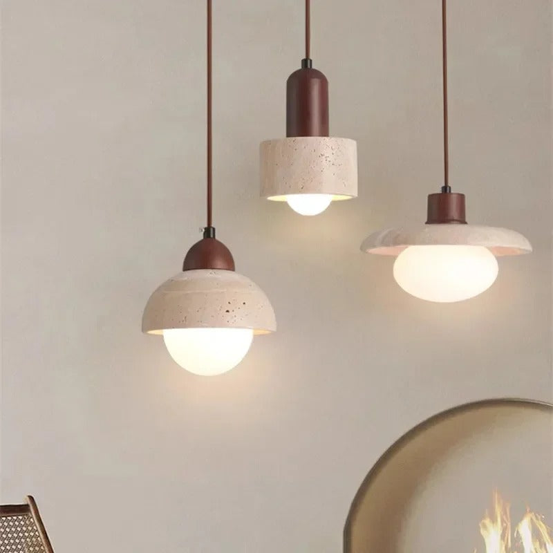 Suspension élégante pierre naturelle | Style wabi sabi